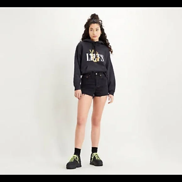 Levi’s Ribcage Shorts - Black Lake - Picture 1 of 4